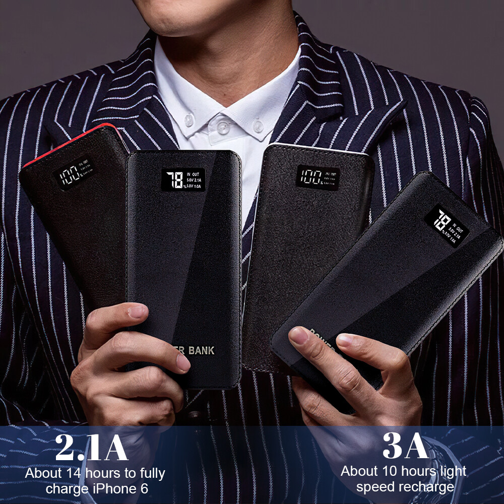 10000mAh LCD Power Bank with 4 USB Ports Fast Charging