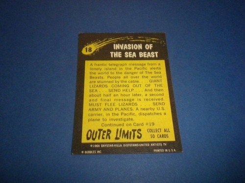 OUTER LIMITS trading card #18 Bubbles Inc. 1964 tv horror sci-fi PRINTED IN USA - Picture 5 of 6