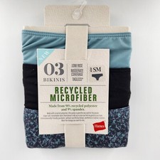 3 Pair Hanes Bikini Panties, Women's Size S, Teal Blue, Black Underwear S16 M