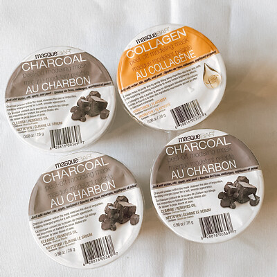 4 Packs New MASQUEBAR Charcoal & Collagen Peel-Off Modeling Facial Mask, 0.98 oz