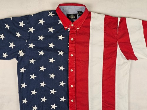 RedHead Shirt Men's Extra Large Red White Blue USA Patriotic American Flag Stars - Picture 2 of 12