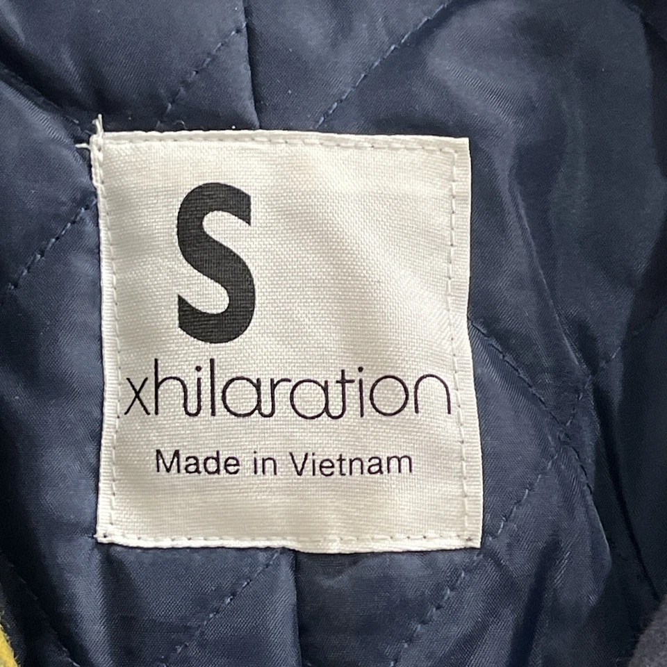 Casaco vintage Xhilaration Y2K S amarelo azul xadrez mistura de lã Preppy Academia - Imagem 4 de 4