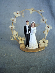 1930,s   Wedding  cake Topper  Groom and Bride wedding topper ( chalk)