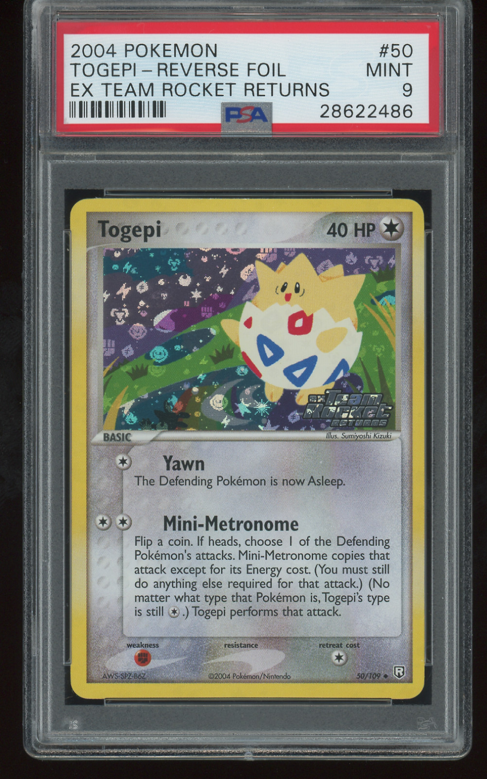 2004 POKEMON EX TEAM ROCKET RETURNS #50 TOGEPI REVERSE FOIL PSA 9