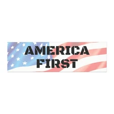 America First Bumper Magnet, Patriotic American Flag Car Decal, 10in x 3in