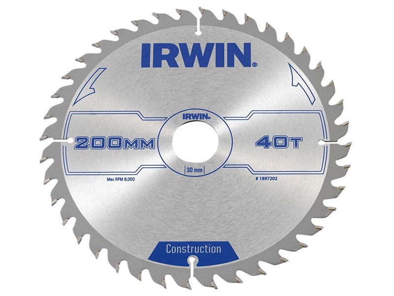 IRWIN® Construction Circular Saw Blade 200 x 30mm x 40T ATB IRW1897202