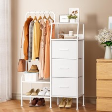 Dresser with Hanging Rack - 3 Fabric Drawers Kids Dresser for Bedroom - Rever...