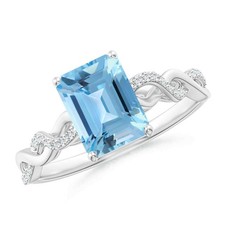 Emerald Cut Swiss Blue Topaz Solitaire Infinity Twist Ring 925 Sterling Silver