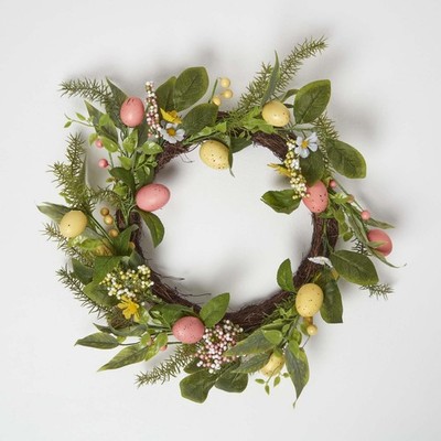 Frühling Osterkranz mit Eiern & Kunstlaub Türbehang Saisonale Dekoration