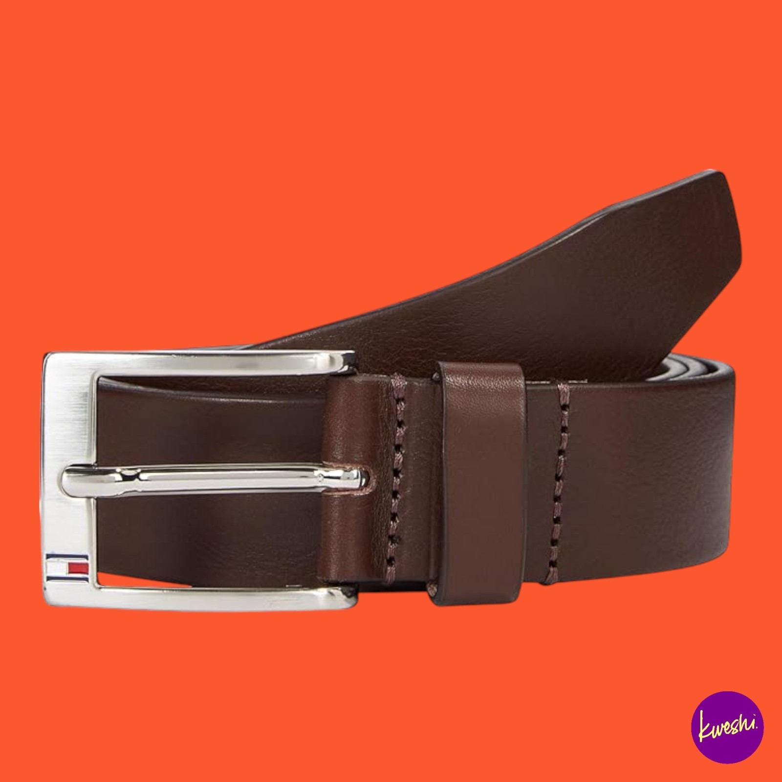 TOMMY HILFIGER Men's Belt, Leather, New Aly, Brown, 115 CM