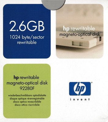 hp 92280F 2.6 GB rewritable magneto-optical disk (5.25'') 1024B/S, NEU; K65 189