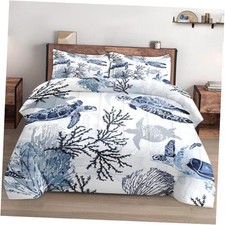 Size Comforter Set with 2 Pillowcases, Animal Blue Turtle Sea King Multi 16