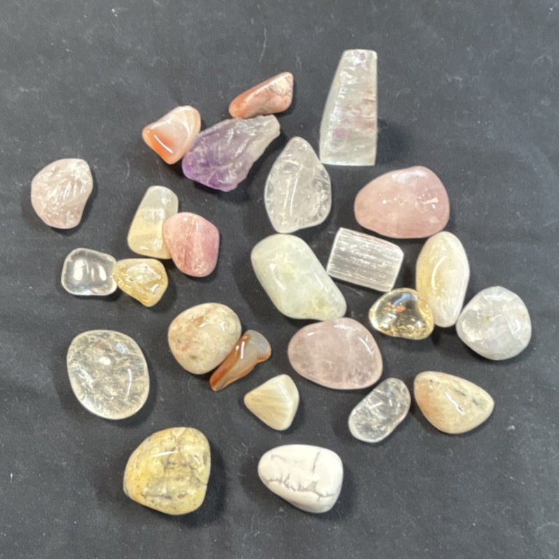 Mixed Lot of Tumbled and Raw Crystals Mineral Specimens Assorted Colors