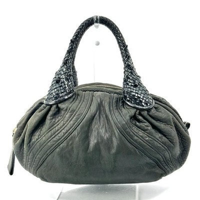 FENDI Spy Bag Nappa Leather Handbag Black Pre Owned Made in Italy W/Dust bag