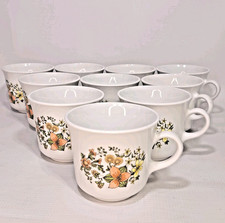 Corelle by Corning Autumn Floral 10pc Mug Set Vintage 1970s Coffee Tea Cups