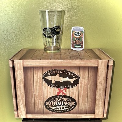 Dogfish Head x Survivor 50 Limited Edition PINT GLASS Can Sticker & Box