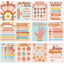 12 Pcs Back to School Retro Calming Corner Posters for Classroom