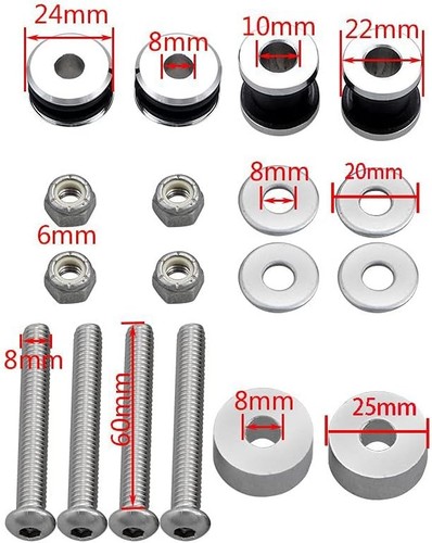 Motorcycle Sissy Bar Docking Hardware Kit for Harley Touring FLSTC chrome#2  - Picture 2 of 2