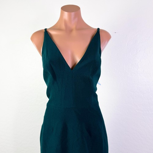 Dress The Population Lyla Deep V-Neck Sleeveless Midi Dress Forest Pine sz L NWT - Picture 3 of 11