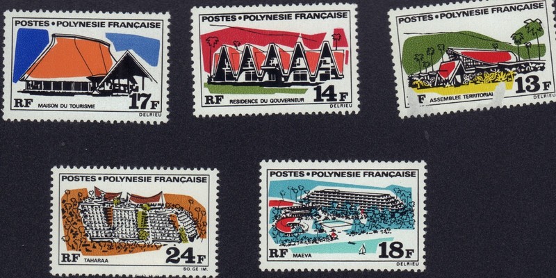 FRENCH POLYNESIA 1969 BUILDING SET 253-257 MINT MLH