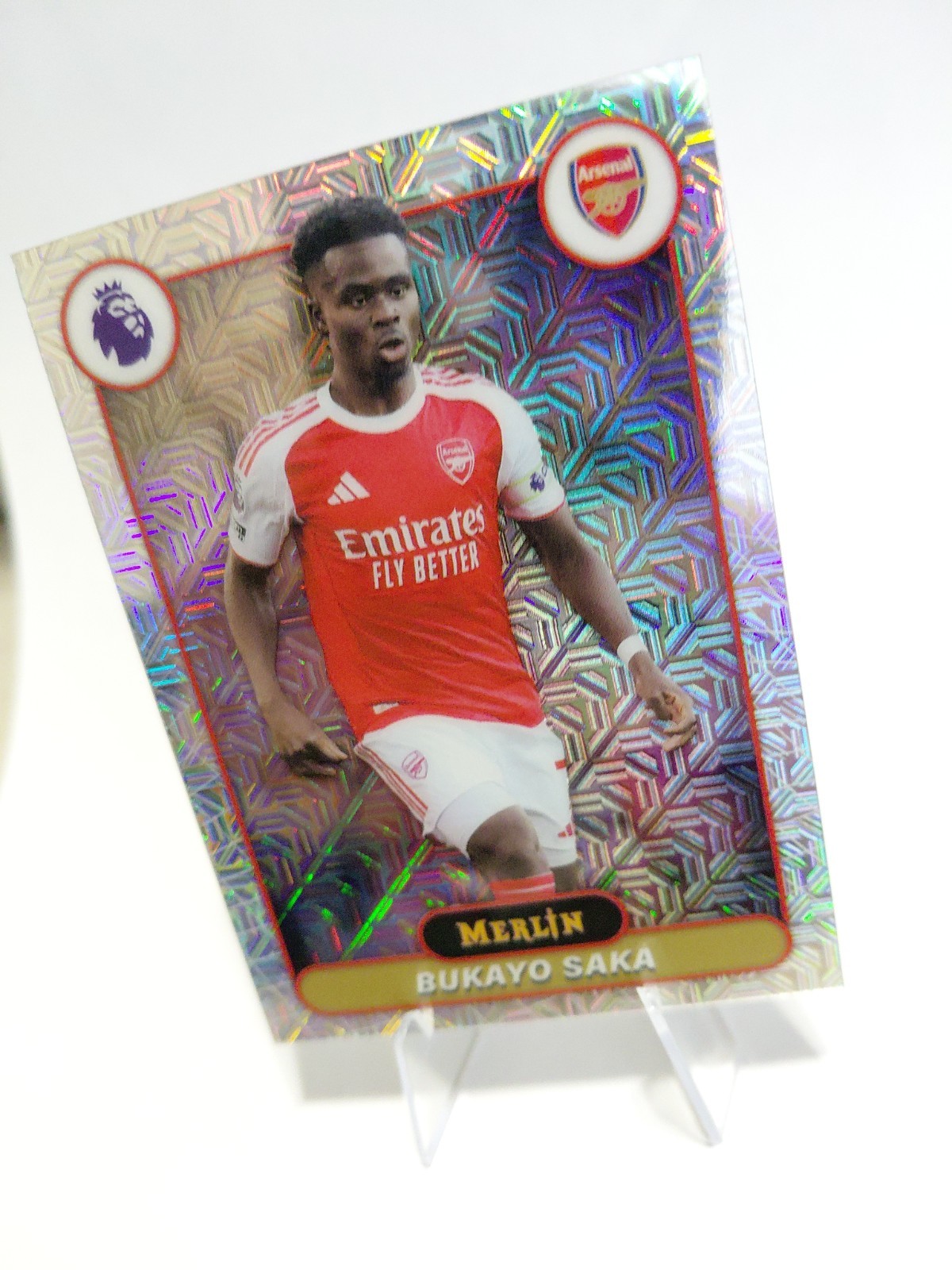 2026 Topps Merlin Premier League Bukayo Saka Mojo Refractor #11 Arsenal England view 4