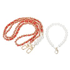 Purse Chain Strap, Replacement Strap with Phone Lanyard, 41 Inch, Gold  Red