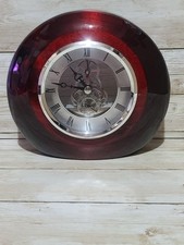 Polished Wooden Skeleton Mantel Clock Roman Numerals Working Slight Damage 