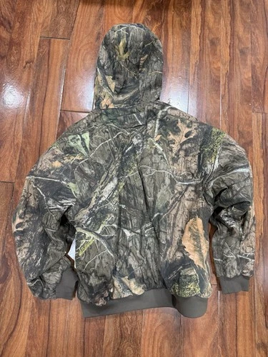 Vintage 90s Y2K Mossy Oak Real Tree Camo Hunter Work Detroit Hoodie Jacket XXL image 3