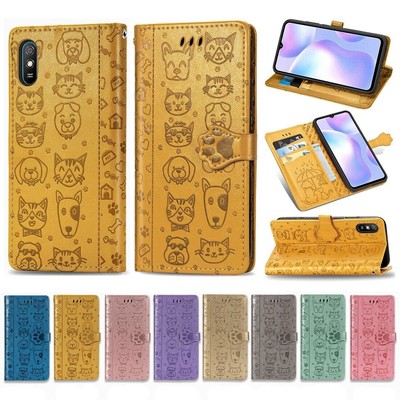 Cute Cat and Dog Embossed Leather Case For Samsung S25 S24 S23 S22 S21 S20 Ultra