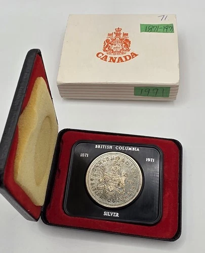 1971 Canada Silver Dollar British Columbia Centennial Proof Coin w/ Box RCM