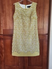 QIEE Women's Unique Yellow Sleeveless Cocktail Dress With Rhymestones