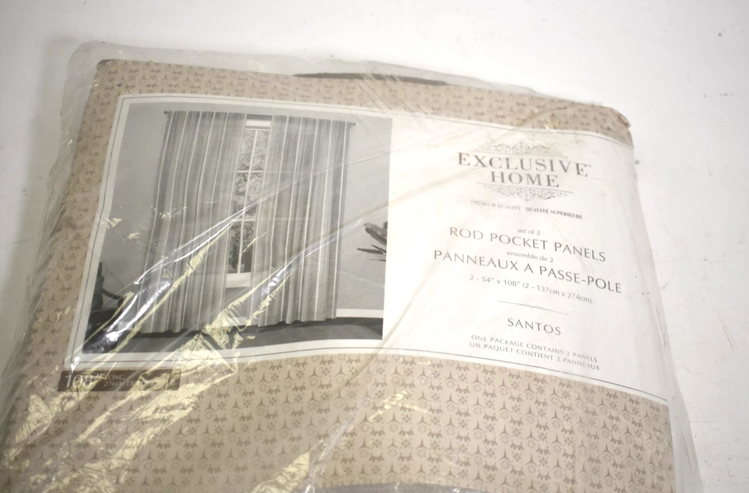 Exclusive Home Santos Sheer Rod Pocket Top Curtain Panels Pair 108"L