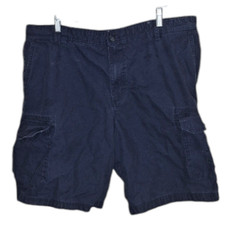 Izod Men's 40 Navy Blue Cotton Flat Front Utility Cargo Shorts, Inseam 10"