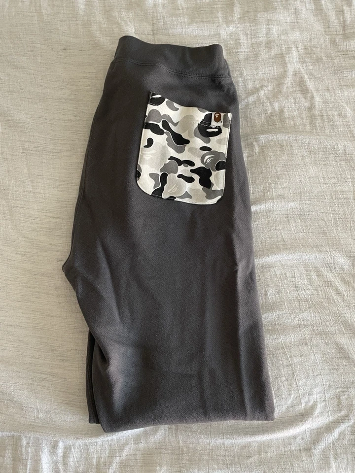 Auténticos pantalones deportivos A Bathing Ape Bape Shark gris oscuro para hombre talla mediana Foto 4 de 4