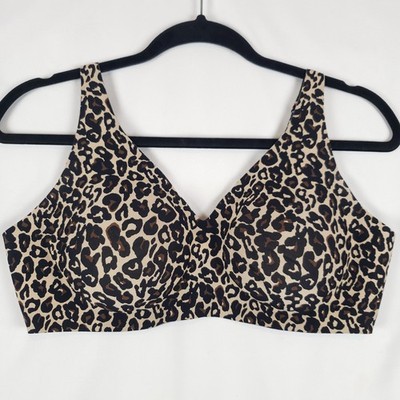 Knix Padded V-Neck Evolution Bra X-Large Hook & Eye Adjustable Cheetah Print