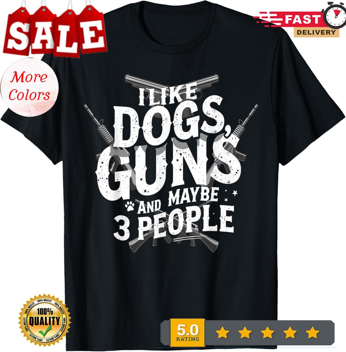 Funny Dog Hoodie | I Like Dogs Guns And Maybe 3 People | Lustiger Pullover Für Tierfans
