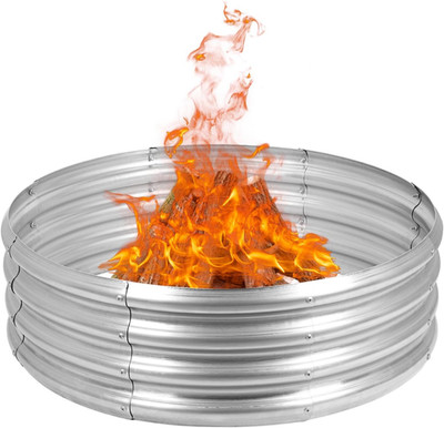 Galvanized Fire Pit Ring Metal Liner Above Ground Outdoor Sun