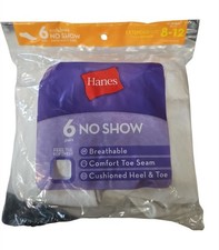 Hanes Women's Cool Comfort Breathable No Show Socks 6 Pair SEALED NEW Size 8-12