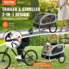 New Dog Bike Trailer, Supports up to 88 lbs, 2-in-1 Pet Stroller Cart Bicycle C