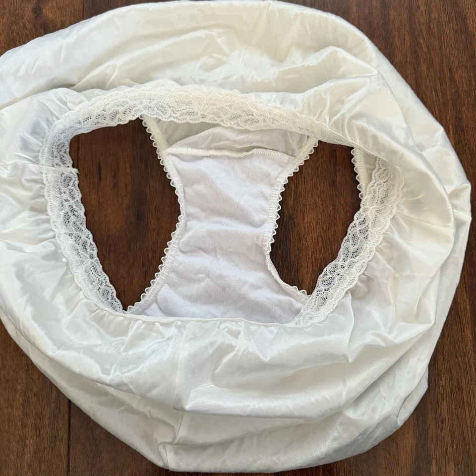 Vanity Fair Nylon Lace Full Brief Panties 8 XL Ivory Granny Retro Style NWOT - Image 4 of 4