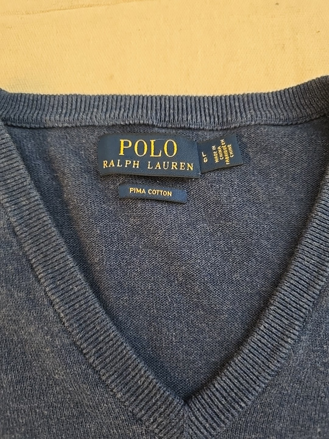 PONY Polo Ralph Lauren maglione uomo taglia grande blu scollo a V pullover felpa