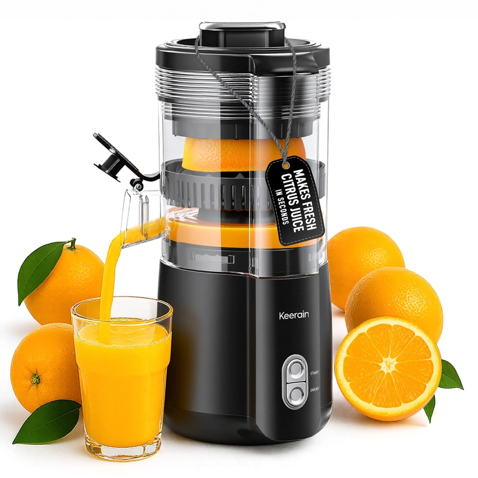 Keerain Electric Orange Juicer, Hand-Free Citrus Juicer Machine normal, grey