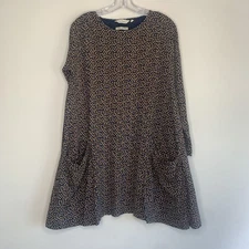 Seasalt Cornwall The Mill Pool Tunic Dress Long Top Sz 12 Teal Yellow Leaf Petal