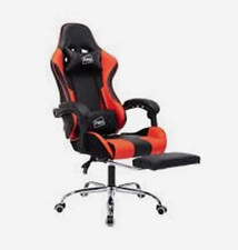Black Faux Leather High Back Gaming Office Chair Swivel & Footrest