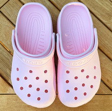 Crocs Classic Kids Clog Casual Shoes Pink/White US 2 Slip-On Adjustable Strap