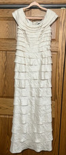 Adrianna Papell Ivory Shimmer Tiered Ruffle Dress Gown Size 10