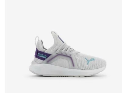 Puma SoftRide Enzo 5 Size 11.5c - Kids/ Enfant Color Silver Mist Team Violet