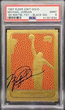 Michael Jordan 1997-98 23kt Gold Card Fleer Reprints 1986-87 Black Foil PSA 9