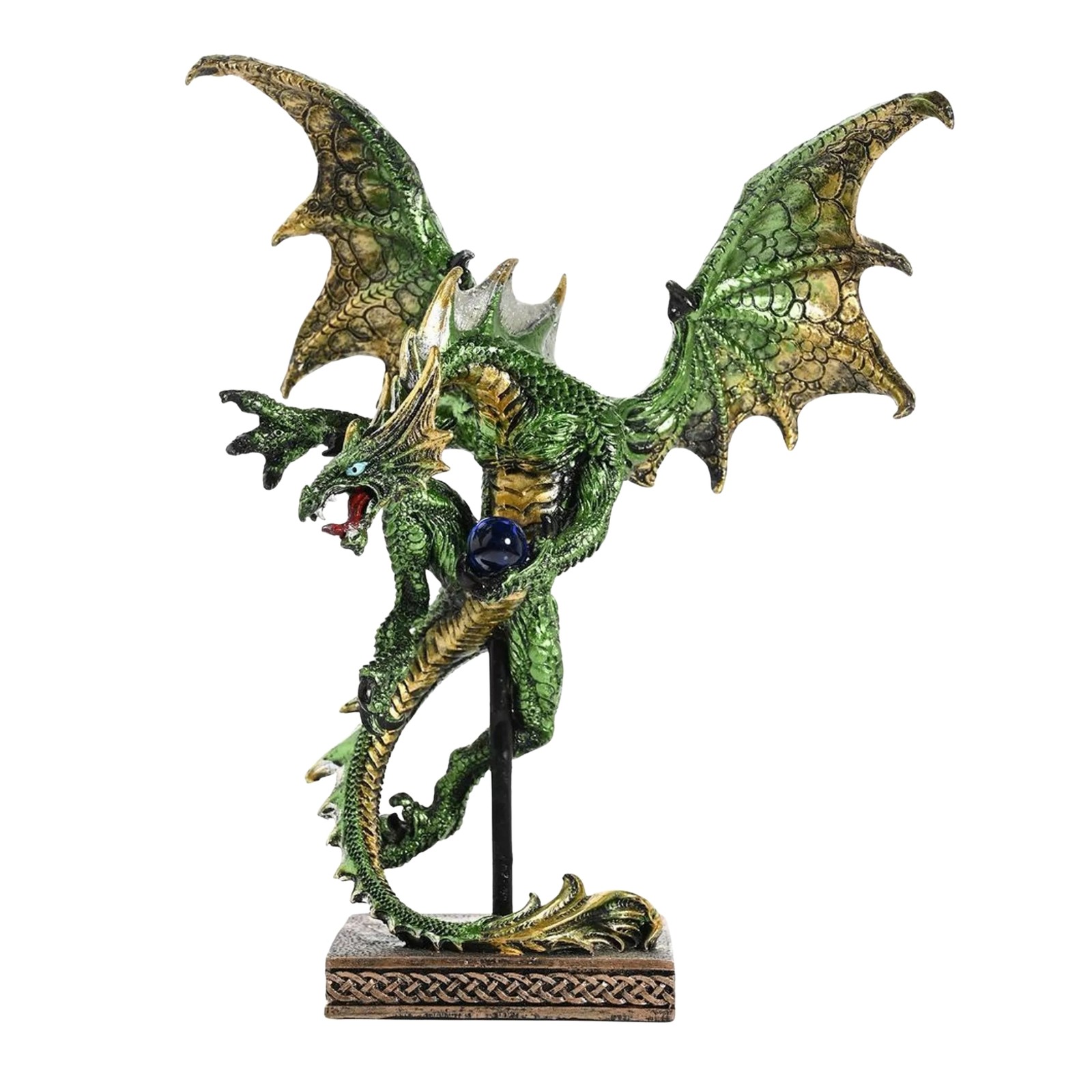 Dragon Flying Figurine Resin Green Mystic Legends Gothic Fantasy Ornament Decor