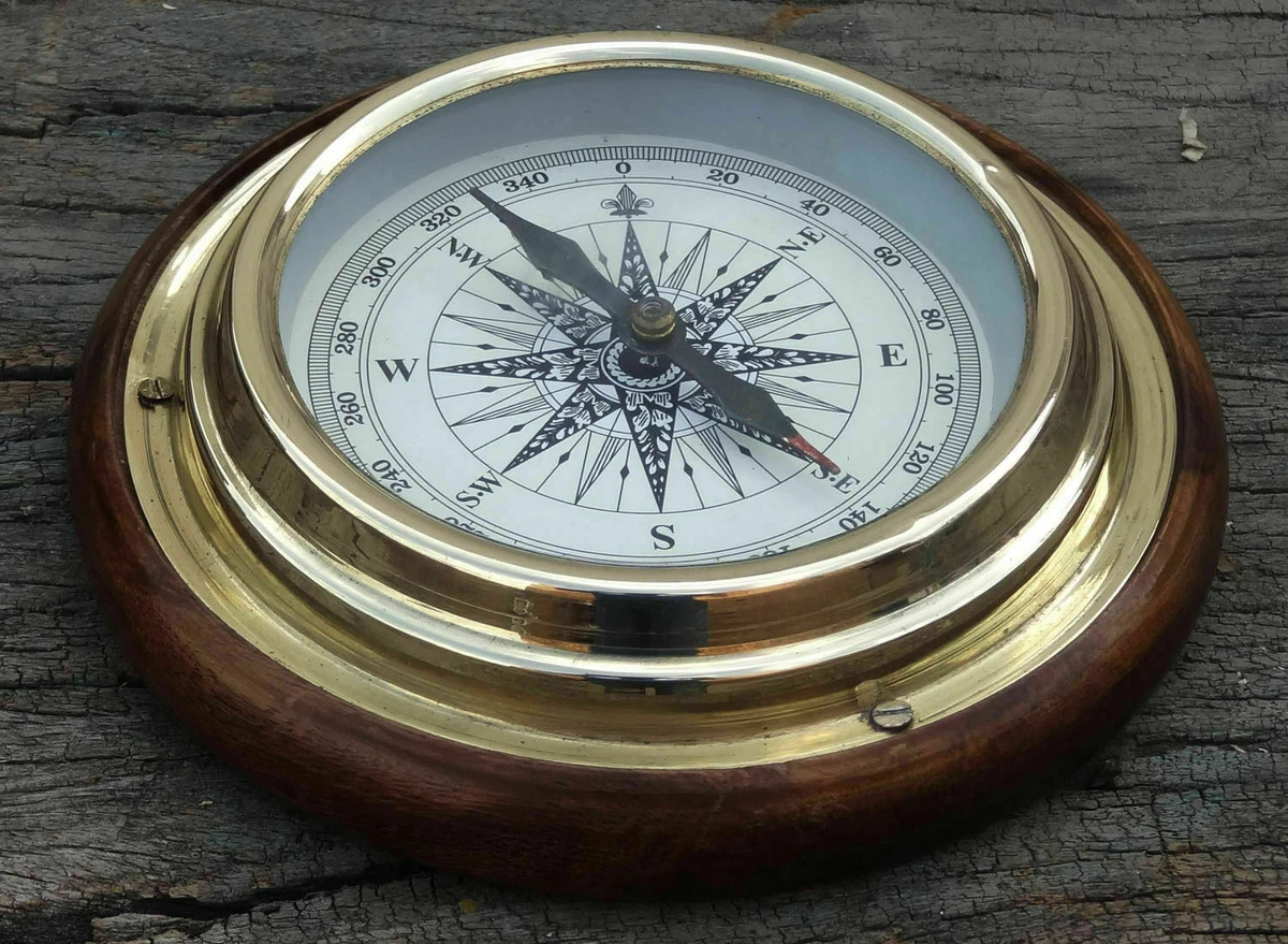 Brass Navigational Compass Nautical Magnetic 6 Ship Compass Boat Desk  Compass